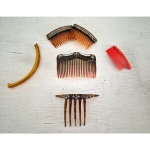 Vintage Hair Comb and Barrette Lot of 6